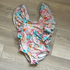 Posh Peanut Priscilla Flutter Sleeve One Piece Swimsuit size 6T